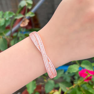 Mode Perhiasan Logam Tembaga Putih Emas Disepuh Zirkon Semua Pertandingan Gelang Pengantin Gelang untuk Gaun Pengantin Aksesoris India - Product Image 2