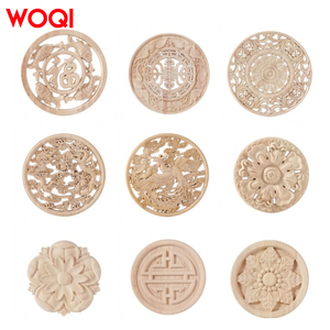 WOQI panneau floral sculpté en <span class=keywords><strong>bois</strong></span> massif Art décoration murale porte médaillon meubles faits à la main en <span class=keywords><strong>bois</strong></span> d'hévéa panneaux muraux carrés - Product Image 6