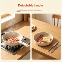 Ensemble d'ustensiles de cuisson antiadhésifs à poignée amovible, compatibles four et induction, pour usage domestique : Casserole à lait, Poêle à frire, Wok
