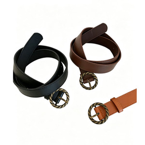 Cinturón de Cuero PU Estilo Americano Retro para Mujer - Hebilla Trenzada Vintage, Cinturón Casual Versátil para Jeans y Vestidos - Product Image 1