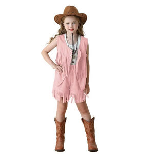 Chaleco con flecos para niños de estilo Retro étnico, <span class=keywords><strong>disfraz</strong></span> bohemio de <span class=keywords><strong>vaquera</strong></span>, pantalones cortos de mezclilla occidentales, traje Hippie para niñas, fiesta de disfraces de Mardi Gras - Product Image 6