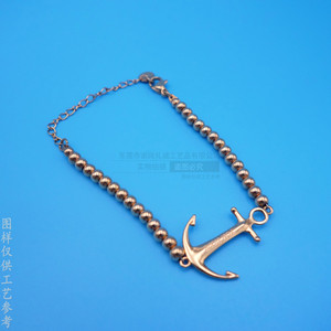 สร้อยข้อมือลูกปัดจี้รูปสมอเรือสีโรสโกลด์เครื่องประดับสวมใส่ได้ทุกวัน - Product Image 2