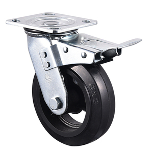 Roue pivotante robuste VIMA noire industrielle de 4, 5, 6, 8 pouces, en caoutchouc et en fer, avec plaque de verrouillage, fournie directement par l'usine - Product Image 4