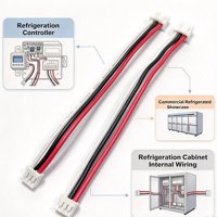Faisceau de câbles personnalisé avec connecteur JST 3 broches, assemblage de câbles isolés en PVC rouge, noir et blanc pour système de contrôle de la réfrigération