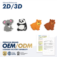 Aimants de réfrigérateur en silicone 2D et 3D personnalisés OEM ODM, aimants créatifs en forme de panda en PVC souple
