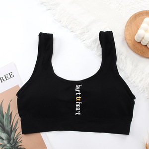 Wire Free Sports Bra Women Half Cup Breathable Racerback Letter Print Spandex Polyester Seamless No Pad Machine Washable - Product Image 5