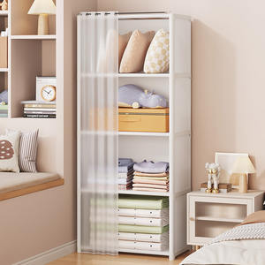 Armoire portable JYYGFC à quatre niveaux, organisateur de vêtements en métal pliable, support rectangulaire pour rangement de chambre - Product Image 1