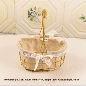 Piccolo <span class=keywords><strong>Cesto</strong></span> in Ferro Battuto Rivestito in Tessuto, Elegante <span class=keywords><strong>Cesto</strong></span> per Composizioni Floreali e Conservazione per Matrimoni - Product Image 3