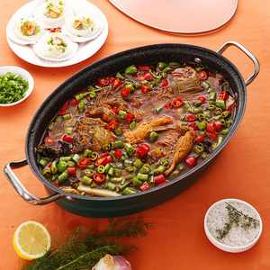 Poêle à Poisson de 39 cm en Acier au Carbone avec Revêtement Antiadhésif pour la Cuisson à la Vapeur, la Soupe et les Bouillons - Product Image 2