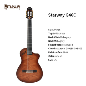 Starway Custom Latest G46C Texture Educational Guitarra 39 Inch Classical Cutaway Guitar <b>String</b> <b>Instrument</b> for Beginners - Product Image 4