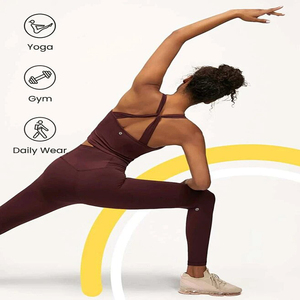 Grosir Set Yoga pinggang tinggi wanita kustom celana Yoga kontrol perut berkualitas tinggi + atasan ketat kain melar - Product Image 4