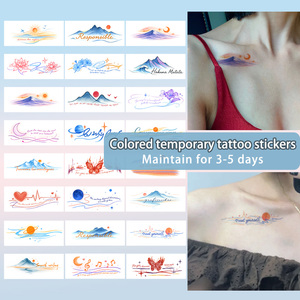 Autocollant de tatouages temporaires colorés <span class=keywords><strong>soleil</strong></span> esthétique, lune, montagnes et rivières <span class=keywords><strong>tatouage</strong></span> étanche pour visage bras jambe - Product Image 1