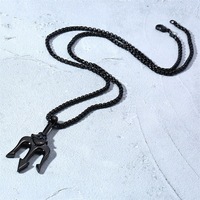 Collier tendance pour homme en acier inoxydable avec pendentif trident plaqué or, chaîne maille forçat, zircon, symbole bouddhiste, motif flèche