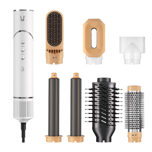 Secador de Pelo Iónico 7 en 1, 110,000 RPM, Alta Velocidad, Eléctrico, 1600W, Cepillo de Aire Caliente y Estilizador de Plástico con Difusor para Uso en Hoteles y Autocaravanas - Product Image 1