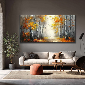 Pintura al óleo acrílica <span class=keywords><strong>paisaje</strong></span> moderno personalizada arte lienzo pintado a mano con diseño personalizado bosque de otoño - Product Image 1