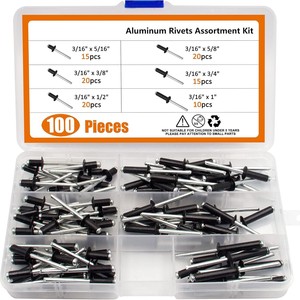 Kit d'assortiment de rivets en aluminium, 100 pièces, rivets creux de 3/16 pouces de diamètre pour l'industrie de la construction - Product Image 5