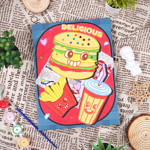 Juego de pintura acrílica de 6 colores Premium con lienzo de madera Imagen de comida rápida por números Imagen fácil de dibujar <span class=keywords><strong>para</strong></span> niños - Product Image 3