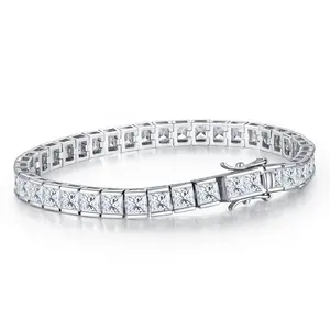Bijoux HipHop Bracelet de tennis carré de 5mm pour femme Chaîne de tennis personnalisée Micro set de bracelets carrés en zircon