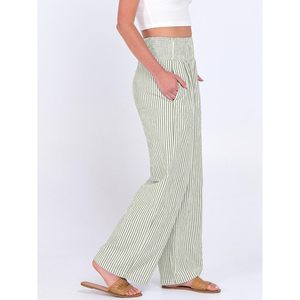 Anrabess Pantalones Palazzo para Mujer, Rayados, de Pierna Ancha, Cintura Alta, con Bolsillos, Ropa Casual para Estar en Casa, Tejido Transpirable - Product Image 4