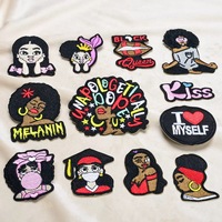 Patchs brodés thermocollants créatifs en stock d'usine, avec phrases inspirantes 'Black Girl Power' pour casquettes de camionneur et vêtements DIY