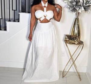 Viviblook Z108ST02 Women Valentine Clothes Strapless Straps With Padding Halter <b>Top</b> <b>Skirt</b> Plus Size Two Piece <b>Set</b> - Product Image 1