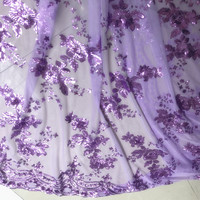 Haute qualité fleur dentelle paillettes broderie tissu français Tulle dentelle tissu pour robe de soirée de mariage