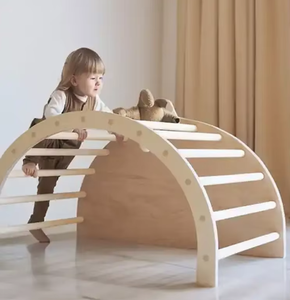 Multifunctional 5 In1 Climbing Frame Rainbow Arch Rocker Sensory Table Montessori Wooden Arched Climbing Frames With Cushion Set - Product Image 5