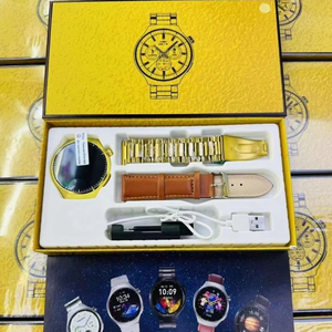 Montre connectée 2 en 1 SportWatch avec deux bracelets, forme ronde, montre intelligente dorée avec bracelet en métal pour <span class=keywords><strong>HuaWei</strong></span> - Product Image 4