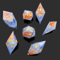 Ensemble de dés D & D en résine polyédrique faite à la main nouveau design losange pour donjons et dragons jeux de rôle Logo personnalisé sculpté