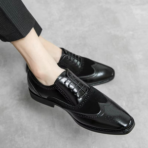 Zapatos Oxford Formales Británicos de Negocios Casuales de Otoño para Hombre, con Parte Superior de Malla Brillante de Primera Capa, Punta Redonda Retro y Suela Gruesa - Product Image 5