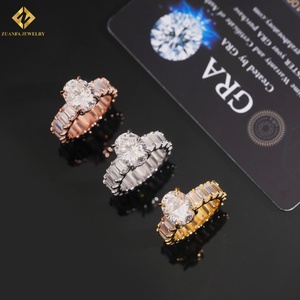 Anillos de Compromiso de Moissanita Blanca en Oferta, Chapados en Oro, Plata de Ley 925, Estilo Clásico, Anillos de Boda para Mujer y Hombre - Product Image 1