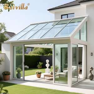 Pabellón Metálico de Lujo Moderno con Terraza de Vidrio Templado, Invernadero Blanco para Jardín, Cubierta para Patio Exterior, Solárium - Product Image 1