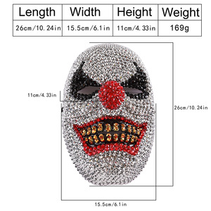 Máscara de Calavera con Incrustaciones de Diamantes, Estilo Horror, para Disfraz de Halloween, Material Plástico, Cubre Toda la Cara - Product Image 4