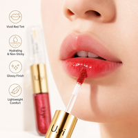 Vente en gros de gloss à lèvres double toucher, étiquette privée OEM, deux formules, un tube, non collant, hydratant, fini rouge intense