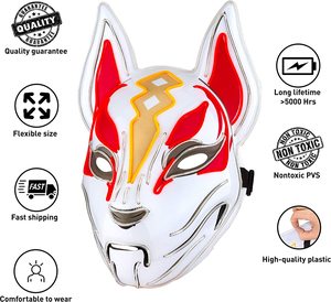 La volpe di Halloween 2023 ha portato maschere per feste illuminate maschera per gioco Cosplay di Halloween oggetti di scena per feste e feste - Product Image 2