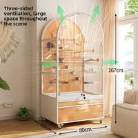 Cage à oiseaux de luxe en bois massif pour grande villa, avec verre transparent spécial anti-éclaboussures et fermeture à bouton, ne nécessitant pas de meubles supplémentaires pour animaux de compagnie