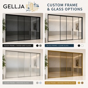 Sistema di Porte Scorrevoli per Patio dal Design Moderno per Esterni a Filo Muro in Lega di Alluminio con Doppio Vetro Temperato Impermeabile per Cucina - Product Image 3