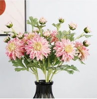 Fleurs artificielles Dahlia et Pivoine à 3 têtes, toucher réel, faites à la main, pour centres de table de mariage