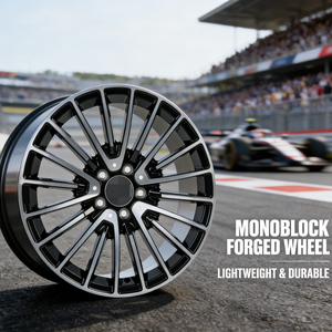 Jante monobloc forgée premium à profil profond, finition noir brillant avec rayons usinés, pour la conduite quotidienne et la course - Product Image 1