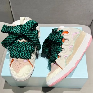 Chaussures de sport de luxe de haute qualité à lacets, bout fermé, motif vague coloré, en cuir véritable, larges et plates - Product Image 3