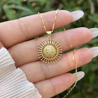 Collier soleil plaqué or 18 carats avec zircons multiples, style couple, classique et minimaliste