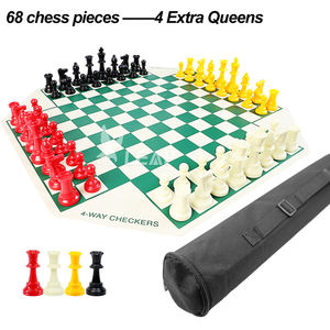 LEAP Jeu d'échecs personnalisé <span class=keywords><strong>4</strong></span> joueurs 3.75 pouces roi de haut pièces d'échecs en plastique coloré et échiquier en vinyle 24 pouces - Product Image 2