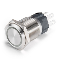 Bouton poussoir métallique étanche IP65 19 mm AC 220V, interrupteur marche/arrêt personnalisable avec indicateur LED