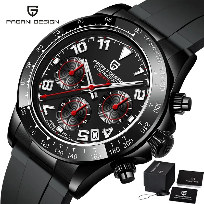 Latest Top Brand PAGANI Design PD 1687 Men's Quartz Watch Luxury Men's Sapphire Glass Fashion Rubber Waterproof Luminous Watches