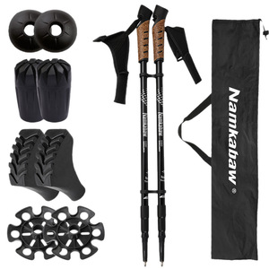 Bâtons de randonnée Namkabaw en aluminium, télescopiques et réglables, avec accessoires pour la marche en plein air - Product Image 5