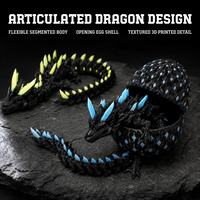 Ensemble d'œufs de dragon lumineux imprimés en 3D avec dragon articulé et boîte en plastique transparent sur le thème des animaux, pour les 12 ans et plus