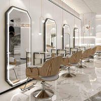 Miroir de salle de bain moderne en argent, carré, mural, à écran tactile, éclairé par LED, rétroéclairé, avec des fonctionnalités cosmétiques décoratives