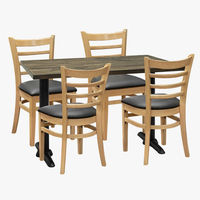 Ensemble de mobilier de bar très demandé : table et chaises en fer avec plateau en bois, chaises de restaurant en bois PU pour bistro et restauration rapide
