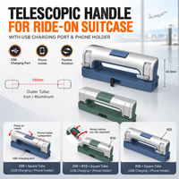 Poignée télescopique de remplacement pour valise avec support de téléphone et chargement USB, réglable pour chariot de voyage