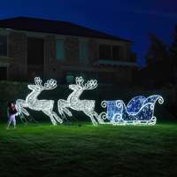 Traîneau de Noël lumineux grandeur nature avec rennes et traîneau éclairés pour 6 adultes / Traîneau de Noël lumineux avec rennes et traîneau éclairés grandeur nature